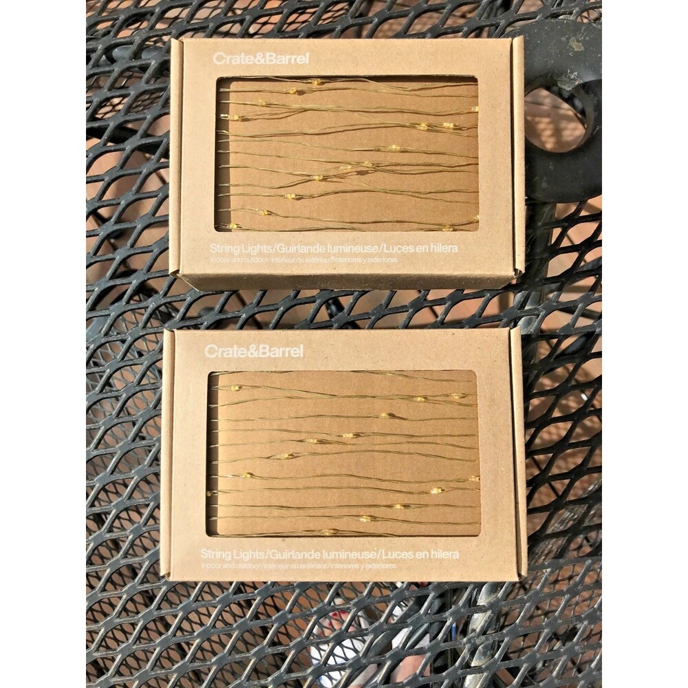 CRATE & BARREL LED String Lights Indoor & Outdoor Fairy Soft White NIB Set of 2